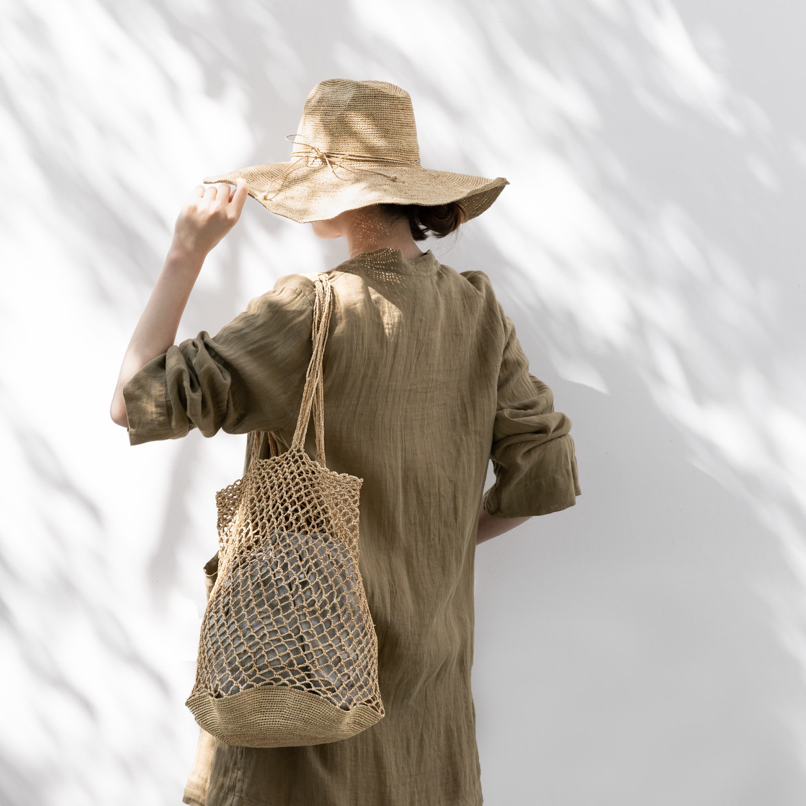 ALICE MM LACE ラフィアバッグ Tea & Red