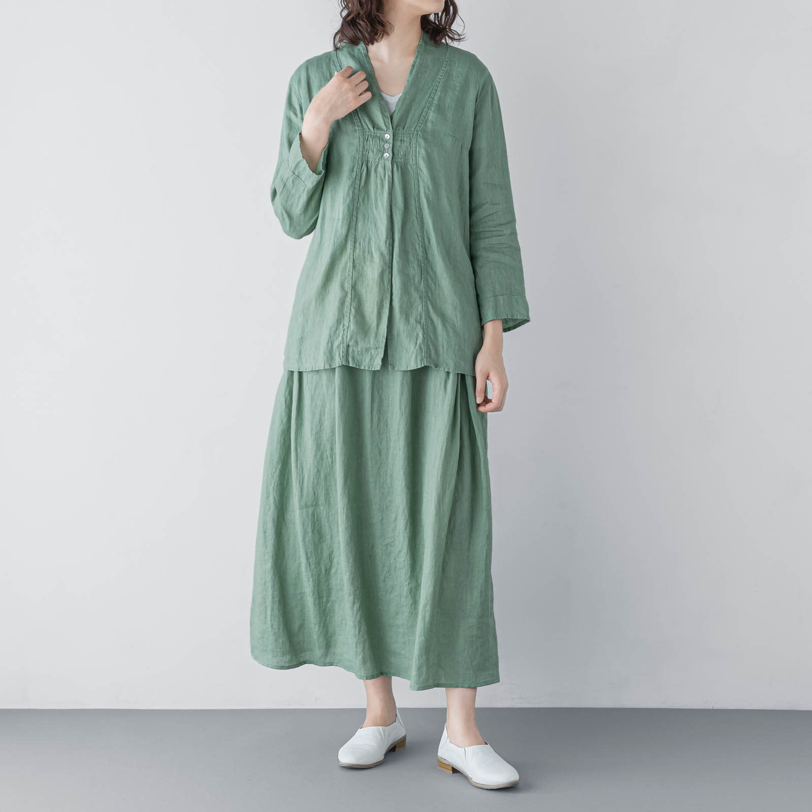 T　長袖ブラウス _ ライムライト _ [受注生産]