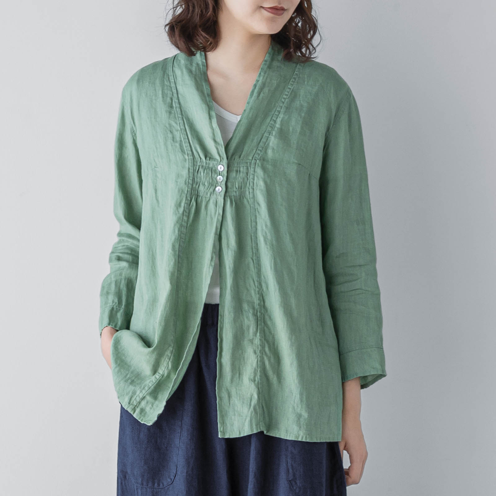 T　長袖ブラウス _ ライムライト _ [受注生産]