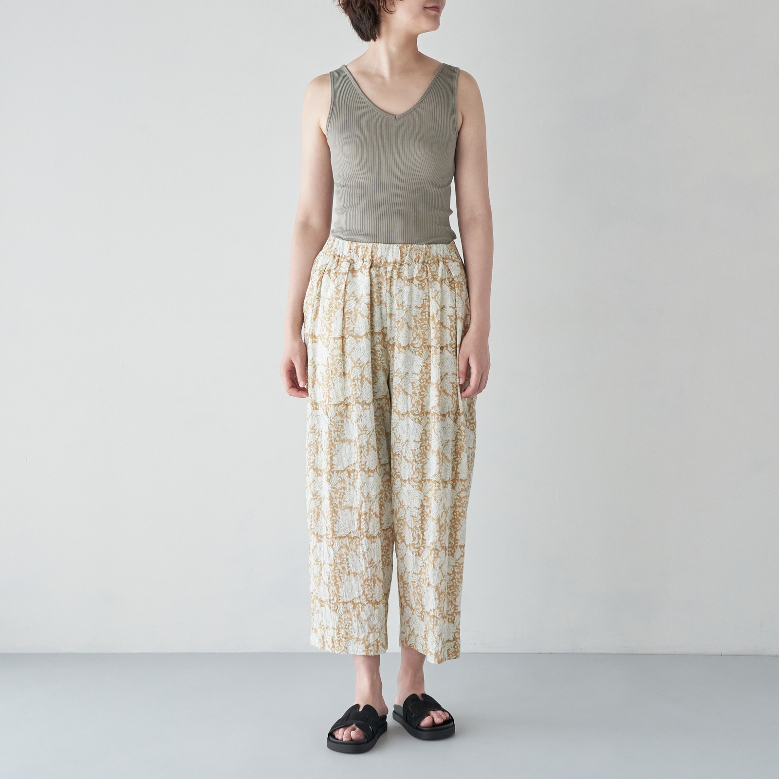 【希少】Off-White 18AW ペイントパンツ 33 ヴァージル ARTE POVERA _ インド草木染ハンドプリント _ 2タックイージーパンツ _