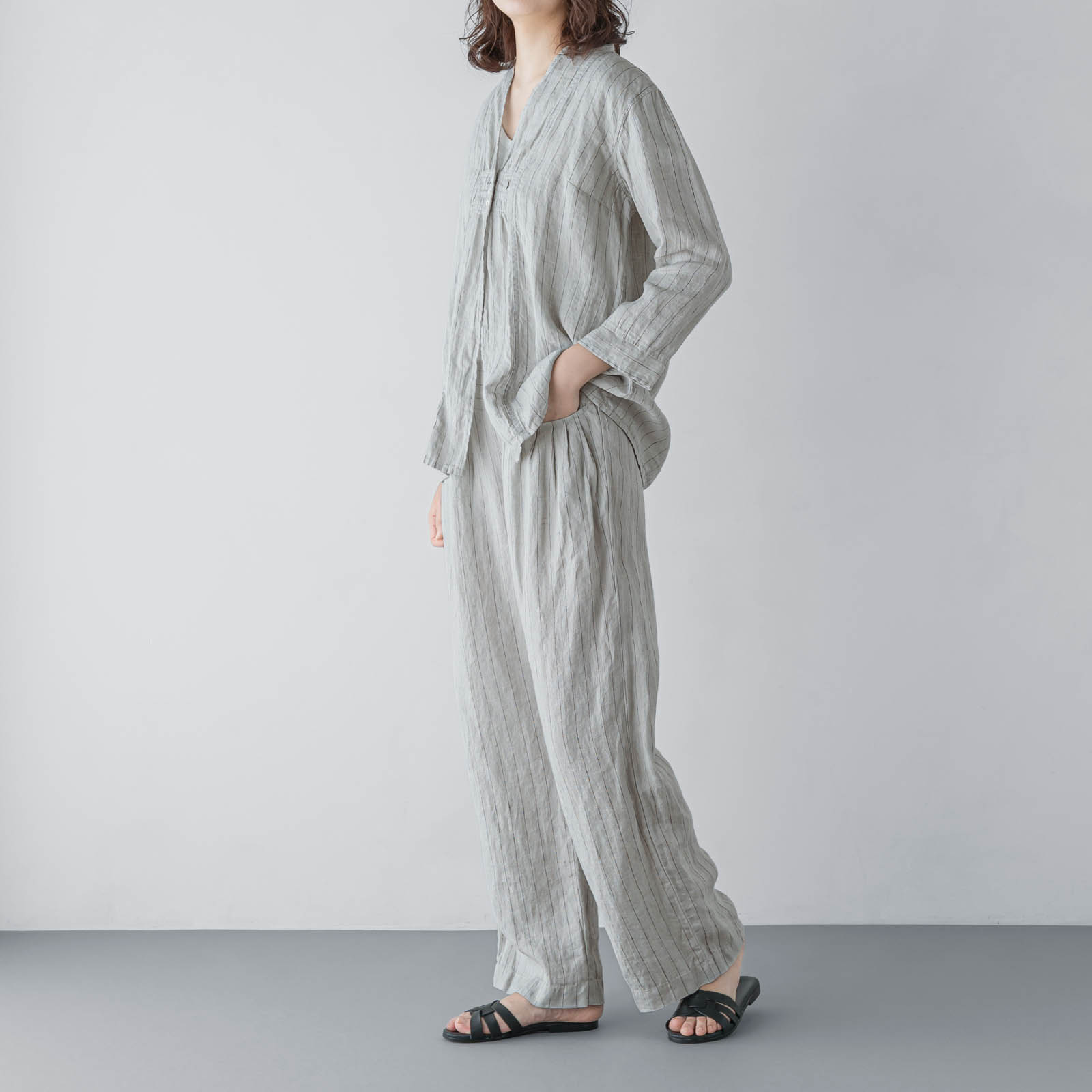 T　長袖ブラウス _ ジェイドグリーン _ [受注生産]