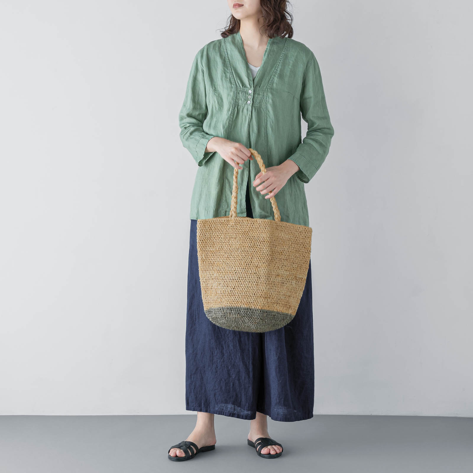 T　長袖ブラウス _ ジェイドグリーン _ [受注生産]