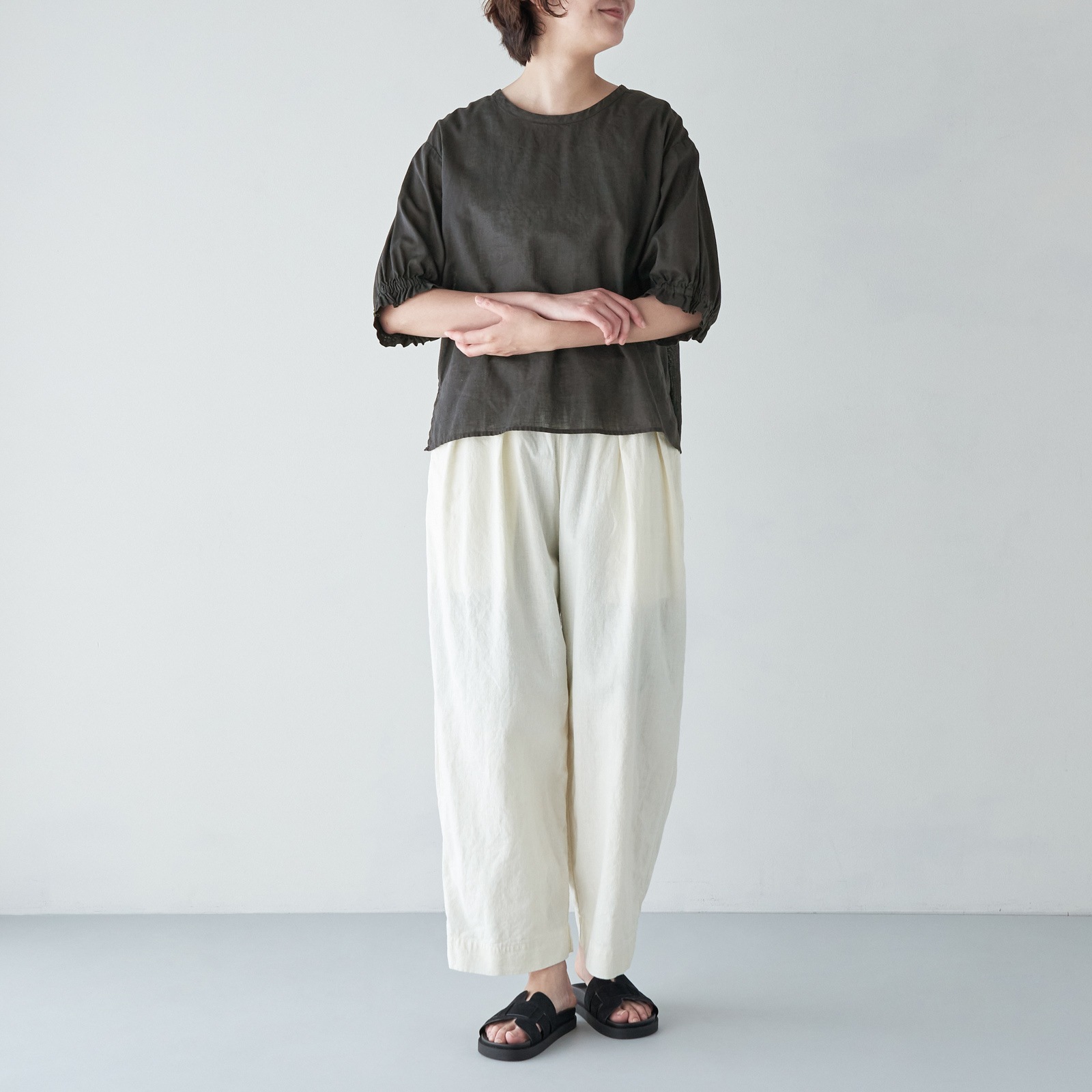 ARTE POVERA _ リネンコットン クルーシャツ _ ホワイト