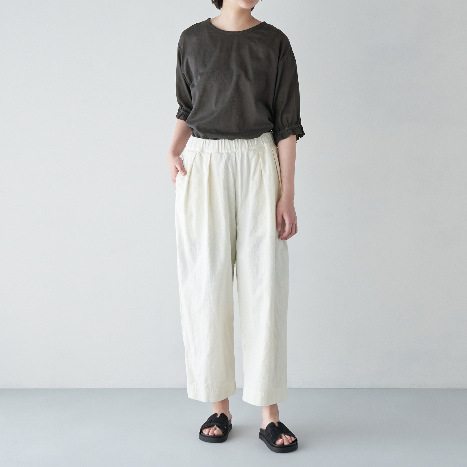 ARTE POVERA _ リネンコットン クルーシャツ _ ホワイト