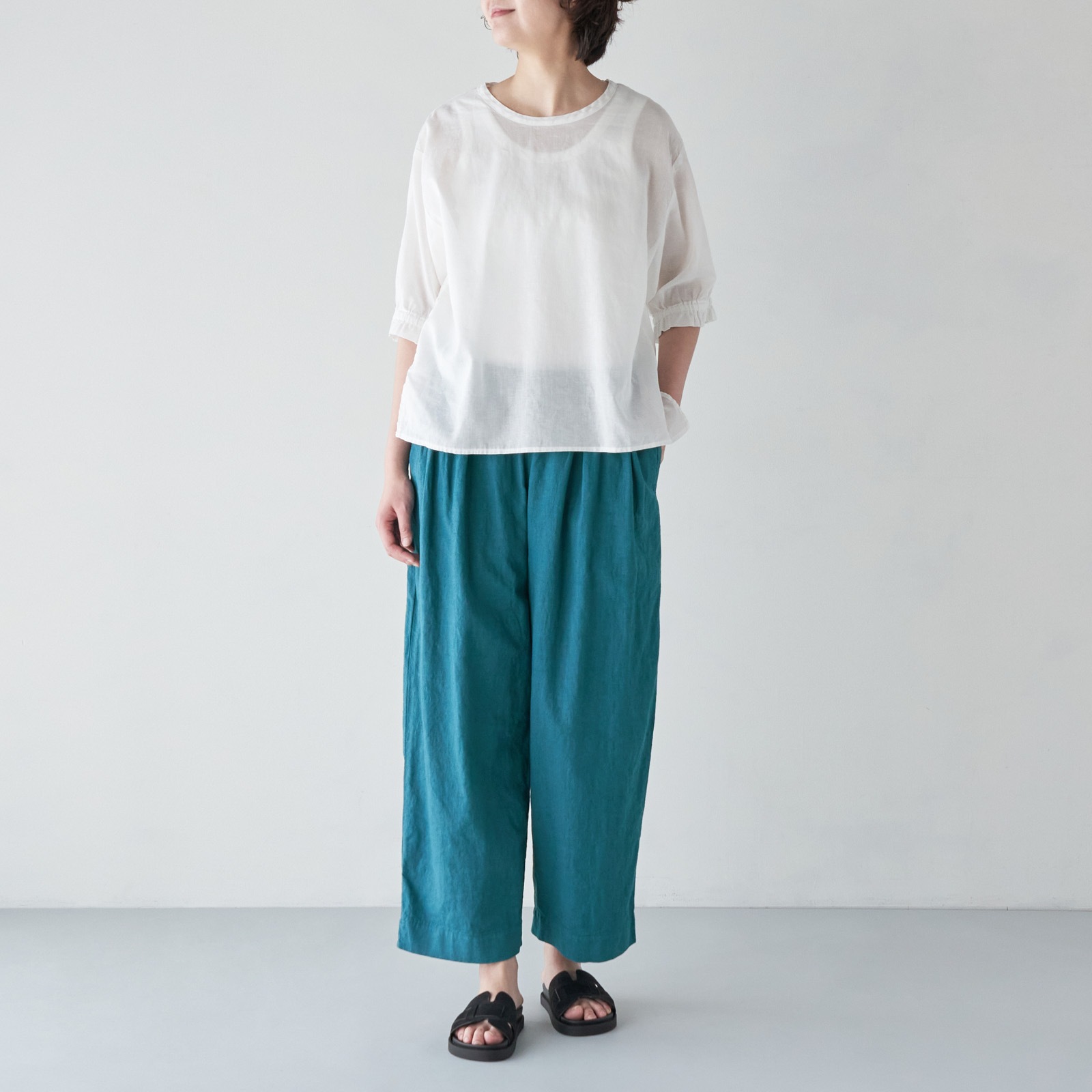 ARTE POVERA _ リネンコットン クルーシャツ _ ホワイト