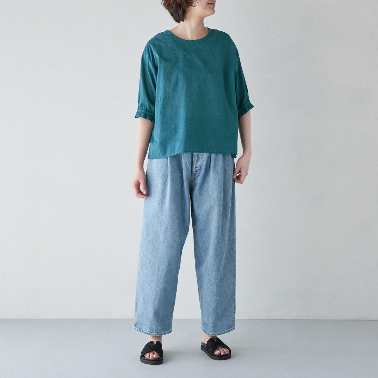 ARTE POVERA _ リネンコットン クルーシャツ _ ホワイト