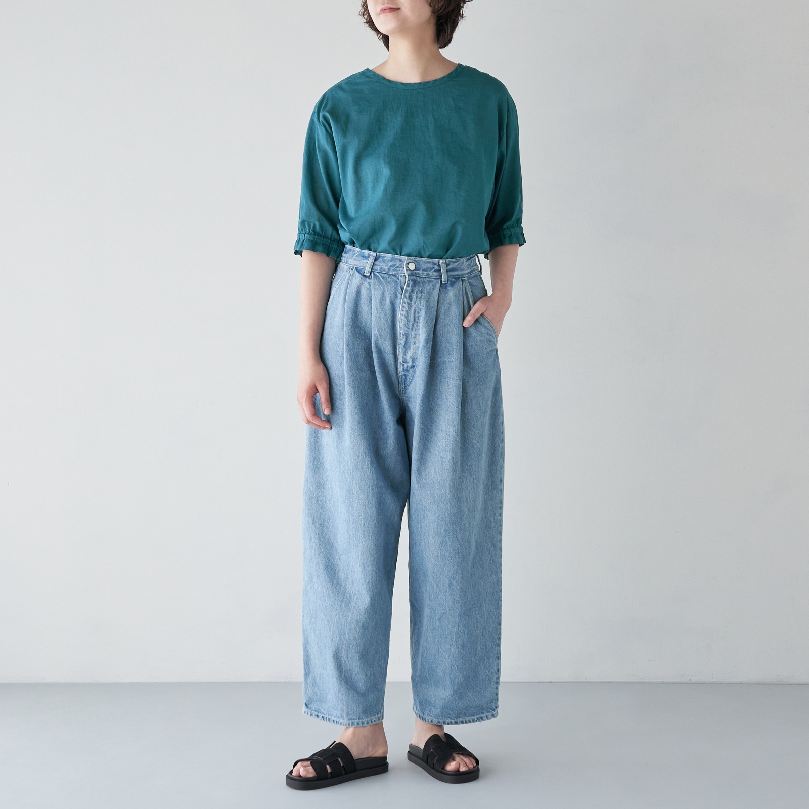 ARTE POVERA _ リネンコットン クルーシャツ _ ホワイト