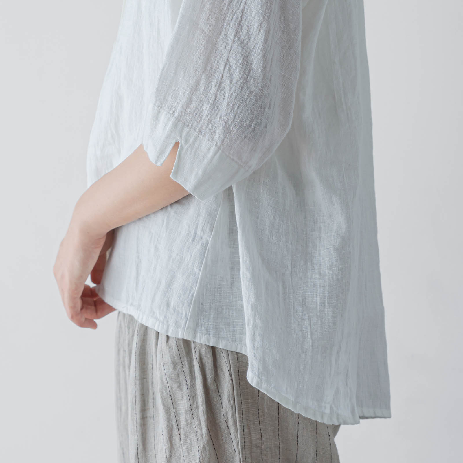 E54-11 七分袖ブラウス _ ブラン