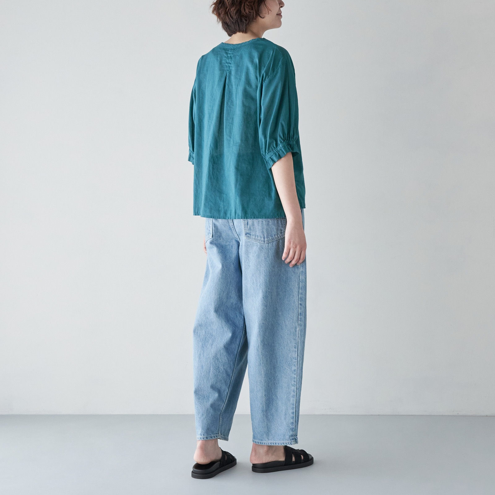 ARTE POVERA _ リネンコットン クルーシャツ _ ダークブラウン
