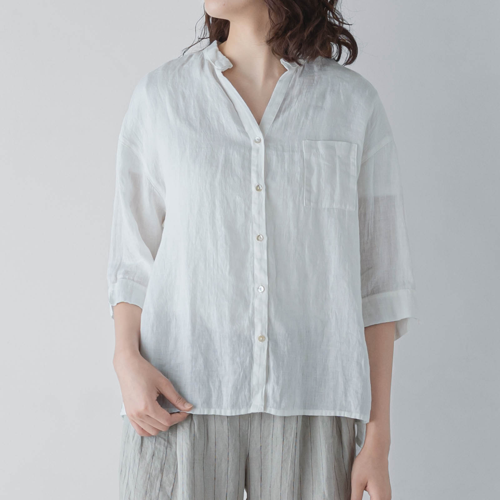 E54-11　七分袖ブラウス _ ライムライト