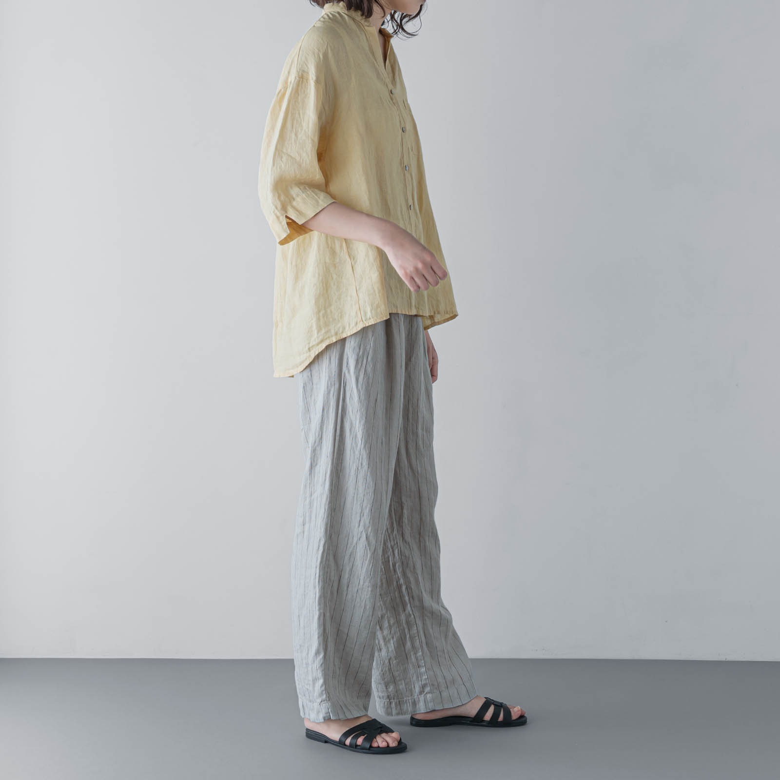 E54-11　七分袖ブラウス _ ライムライト