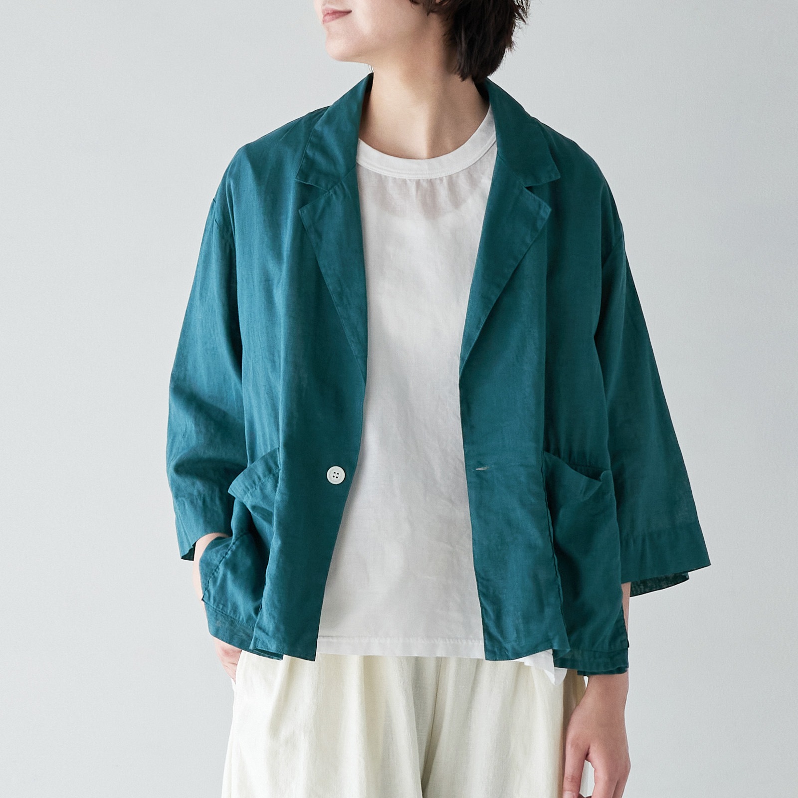 ARTE POVERA _ リネンコットン シャツジャケット _ ターコイズ