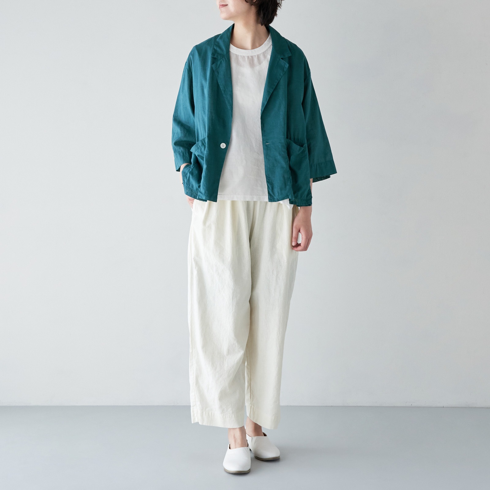 ARTE POVERA _ リネンコットン シャツジャケット _ ターコイズ