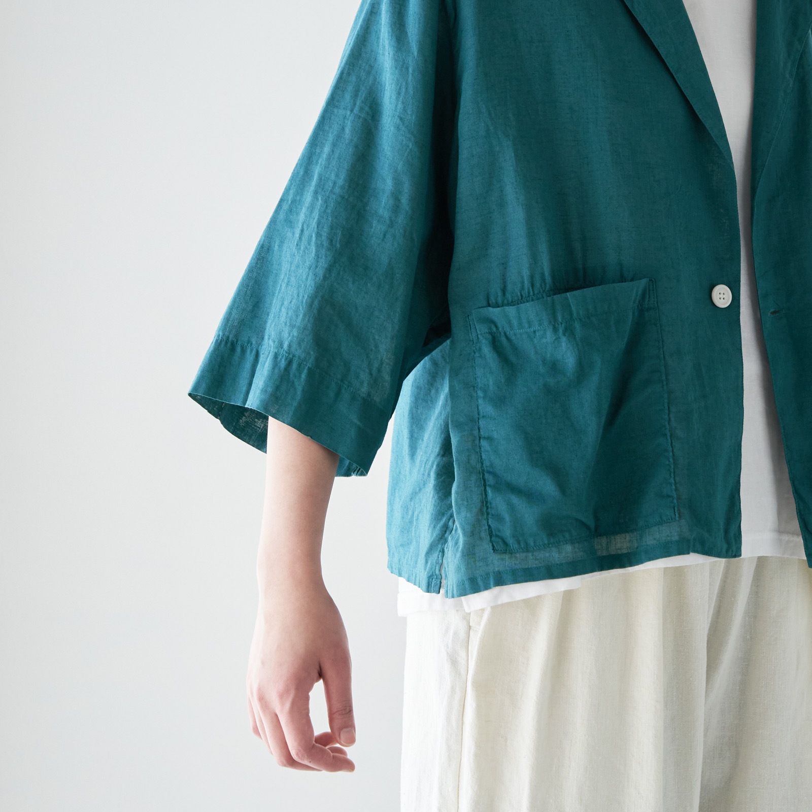 ARTE POVERA _ リネンコットン シャツジャケット _ ターコイズ