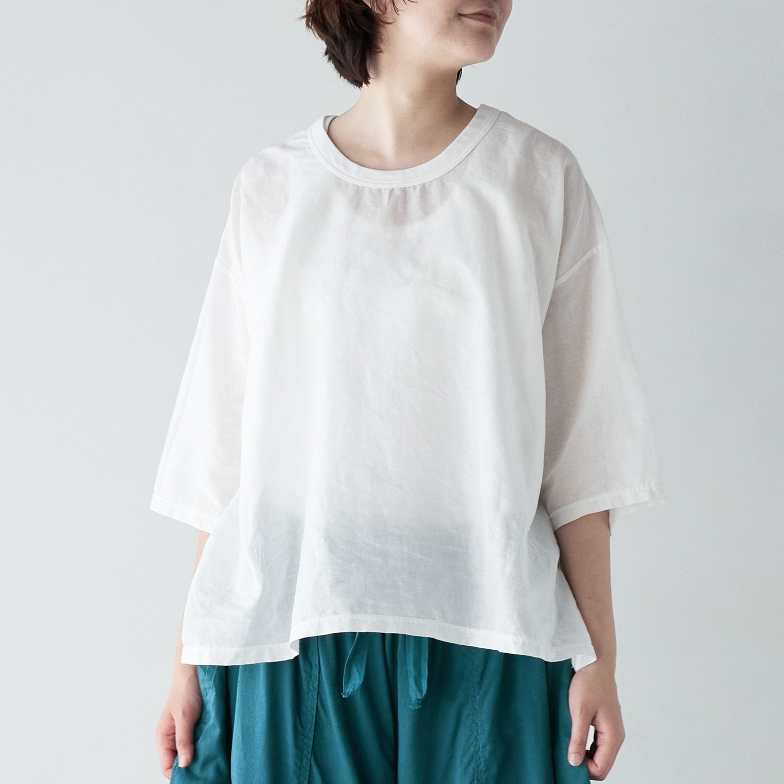 ARTE POVERA _ リネンコットン ワイドクルーTシャツ _ ホワイト