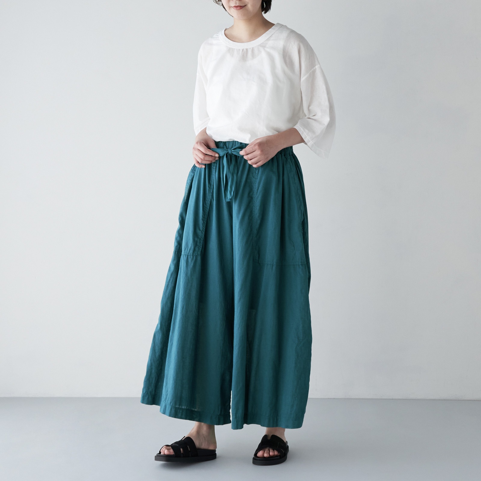 ARTE POVERA _ リネンコットン ワイドクルーTシャツ _ ダークブラウン