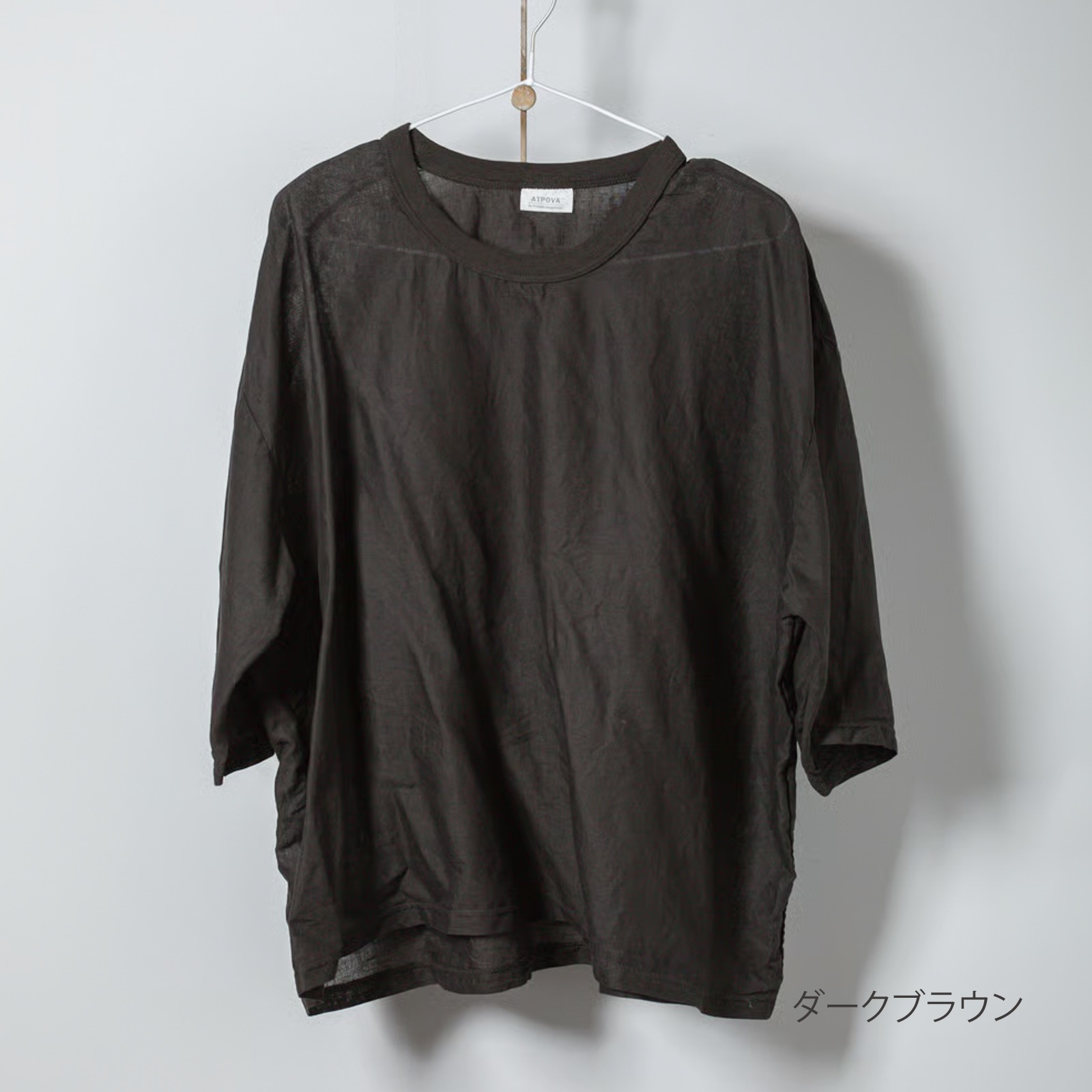 ARTE POVERA _ リネンコットン ワイドクルーTシャツ _ ダークブラウン
