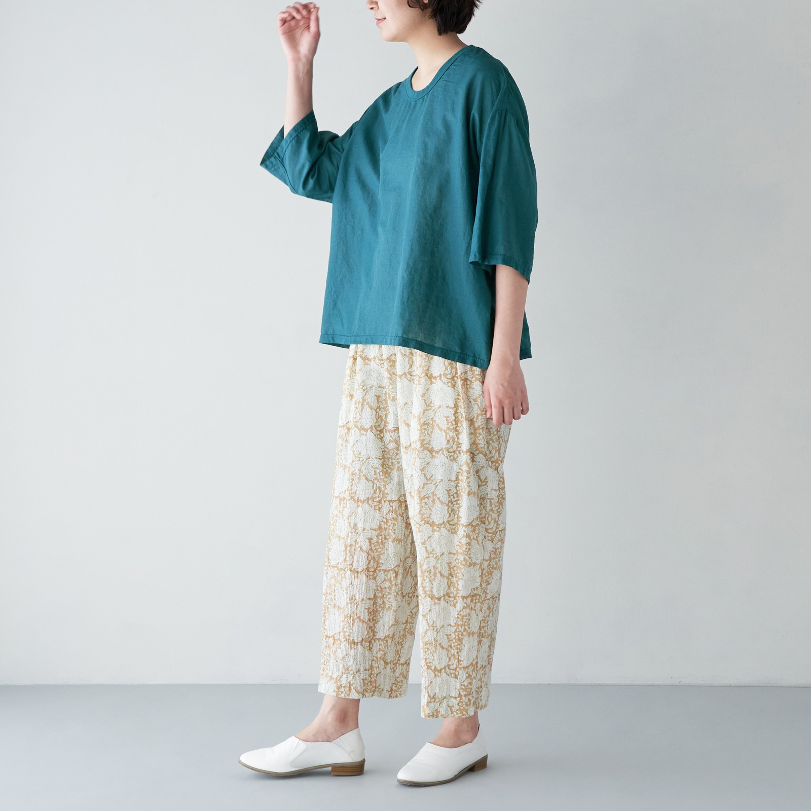 ARTE POVERA _ リネンコットン ワイドクルーTシャツ _ ダークブラウン