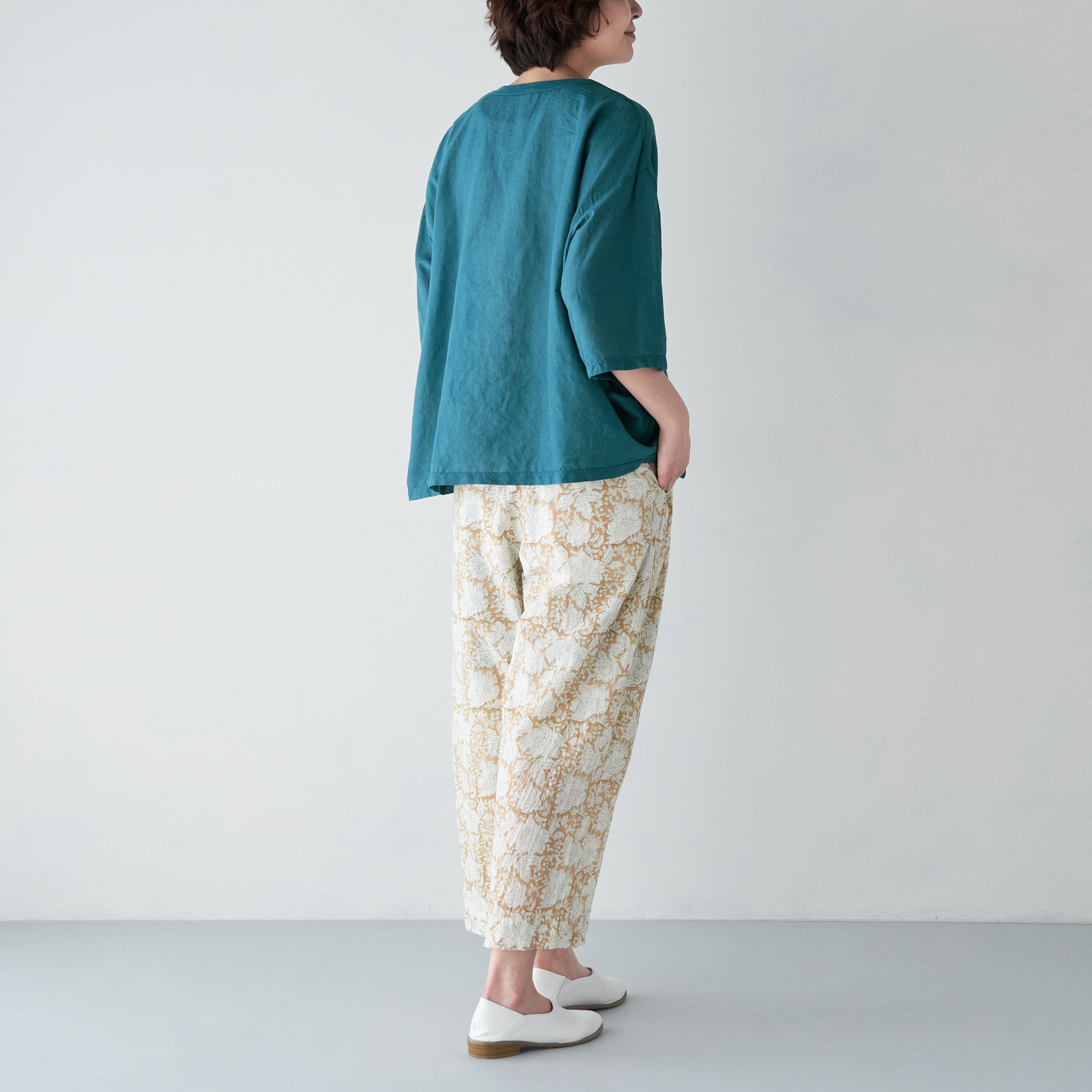 ARTE POVERA _ リネンコットン ワイドクルーTシャツ _ ダークブラウン