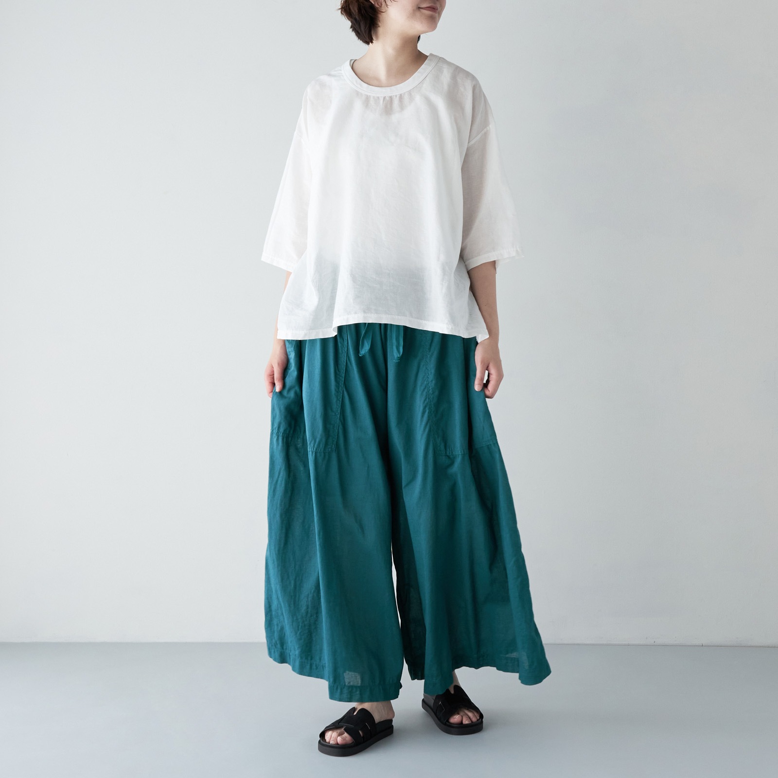 ARTE POVERA _ リネンコットン ワイドクルーTシャツ _ ダークブラウン