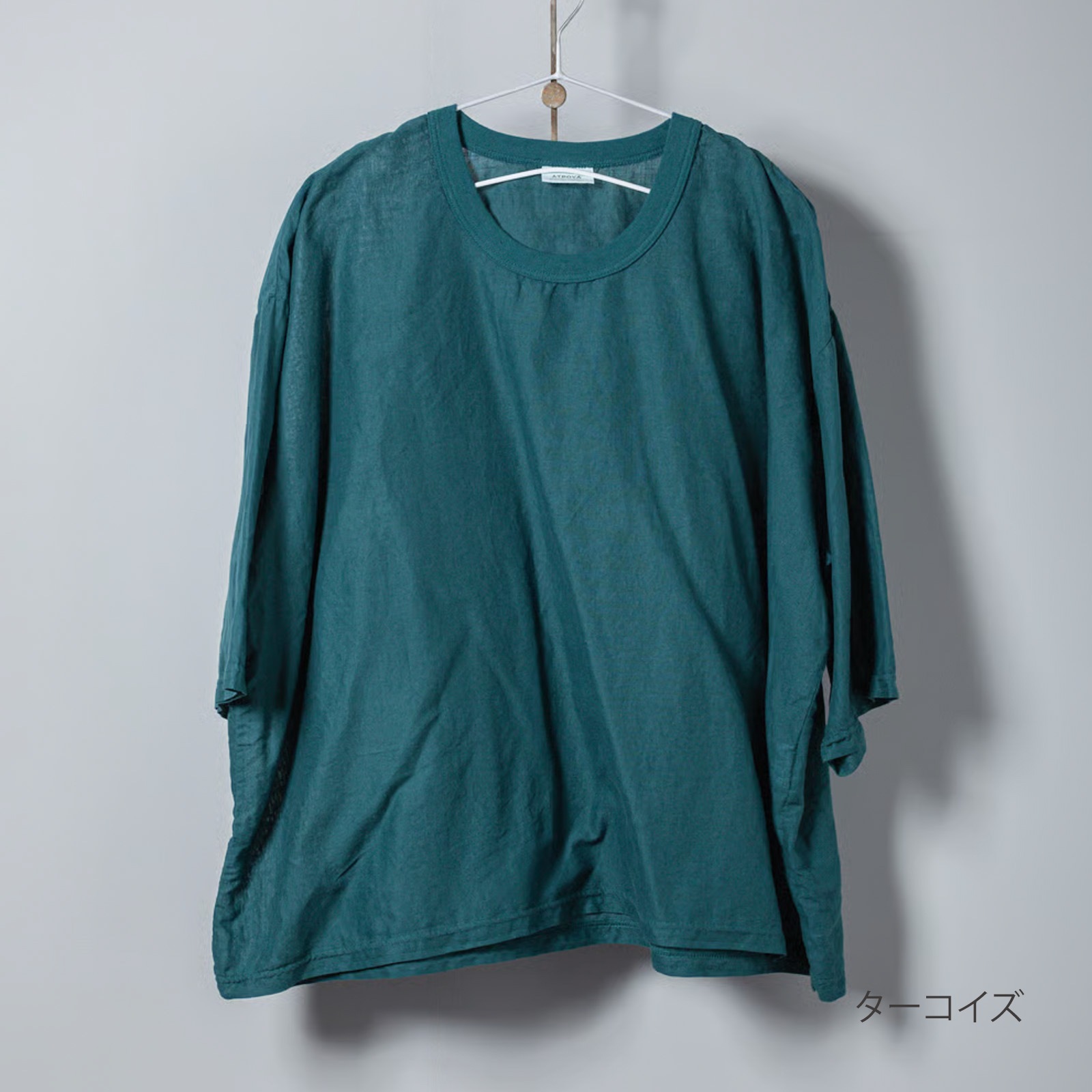 ARTE POVERA _ リネンコットン ワイドクルーTシャツ _ ターコイズ