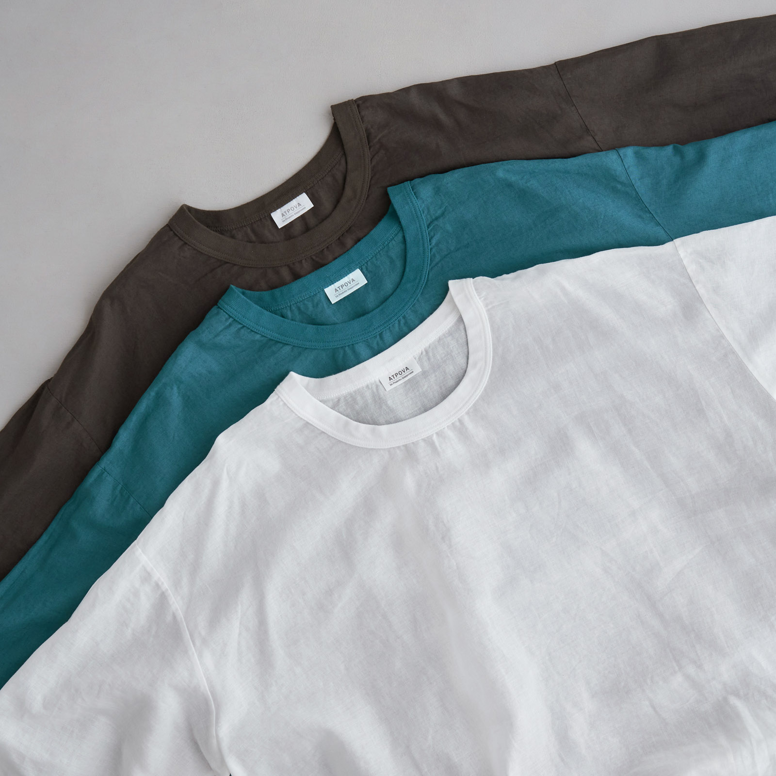 ARTE POVERA _ リネンコットン ワイドクルーTシャツ _ ターコイズ