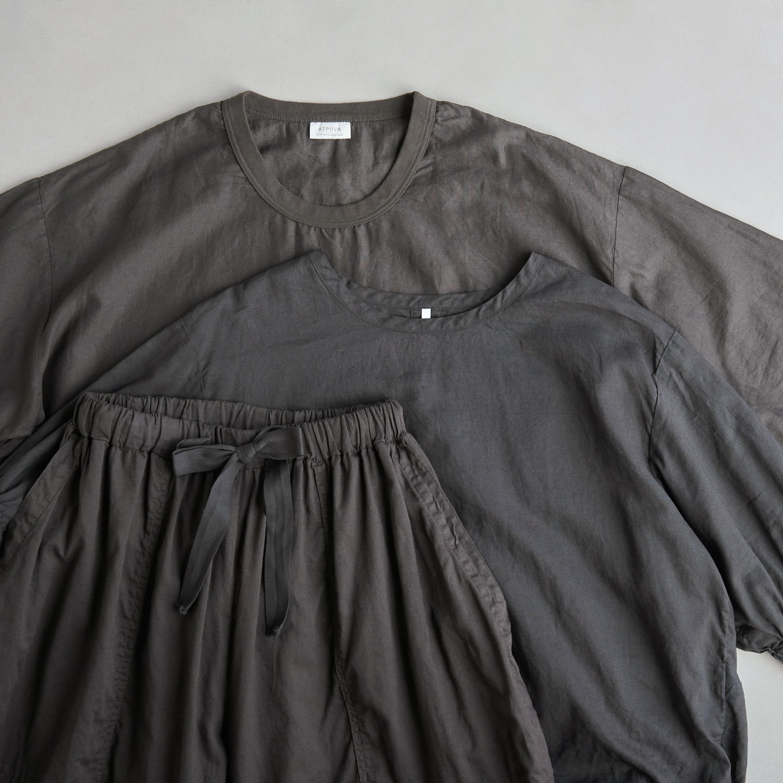 ARTE POVERA _ リネンコットン クルーワンピース _ ダークブラウン