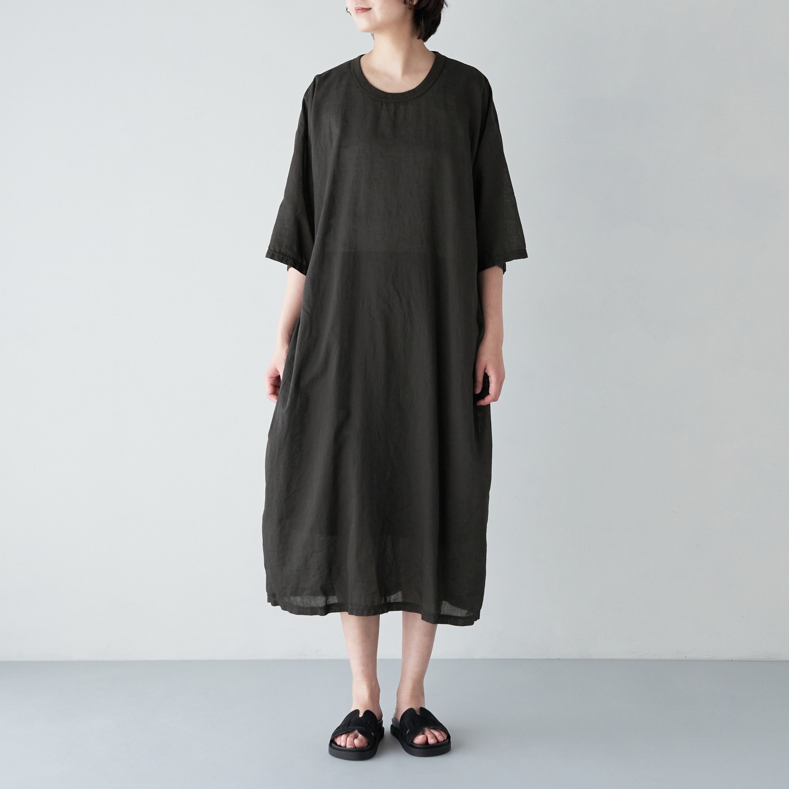 ARTE POVERA _ リネンコットン クルーワンピース _ ターコイズ