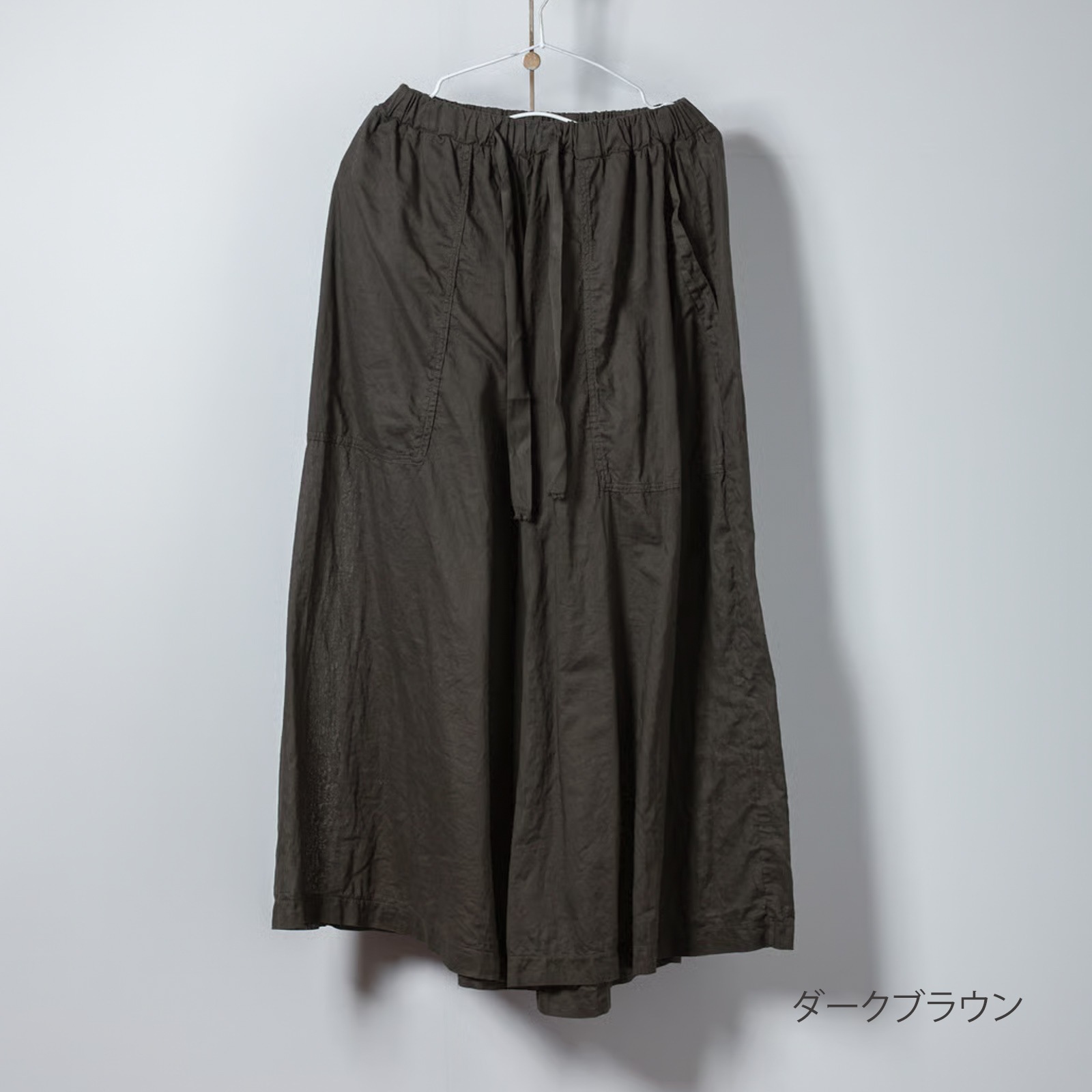 ARTE POVERA _ リネンコットン ギャザリングパンツ _ ダークブラウン