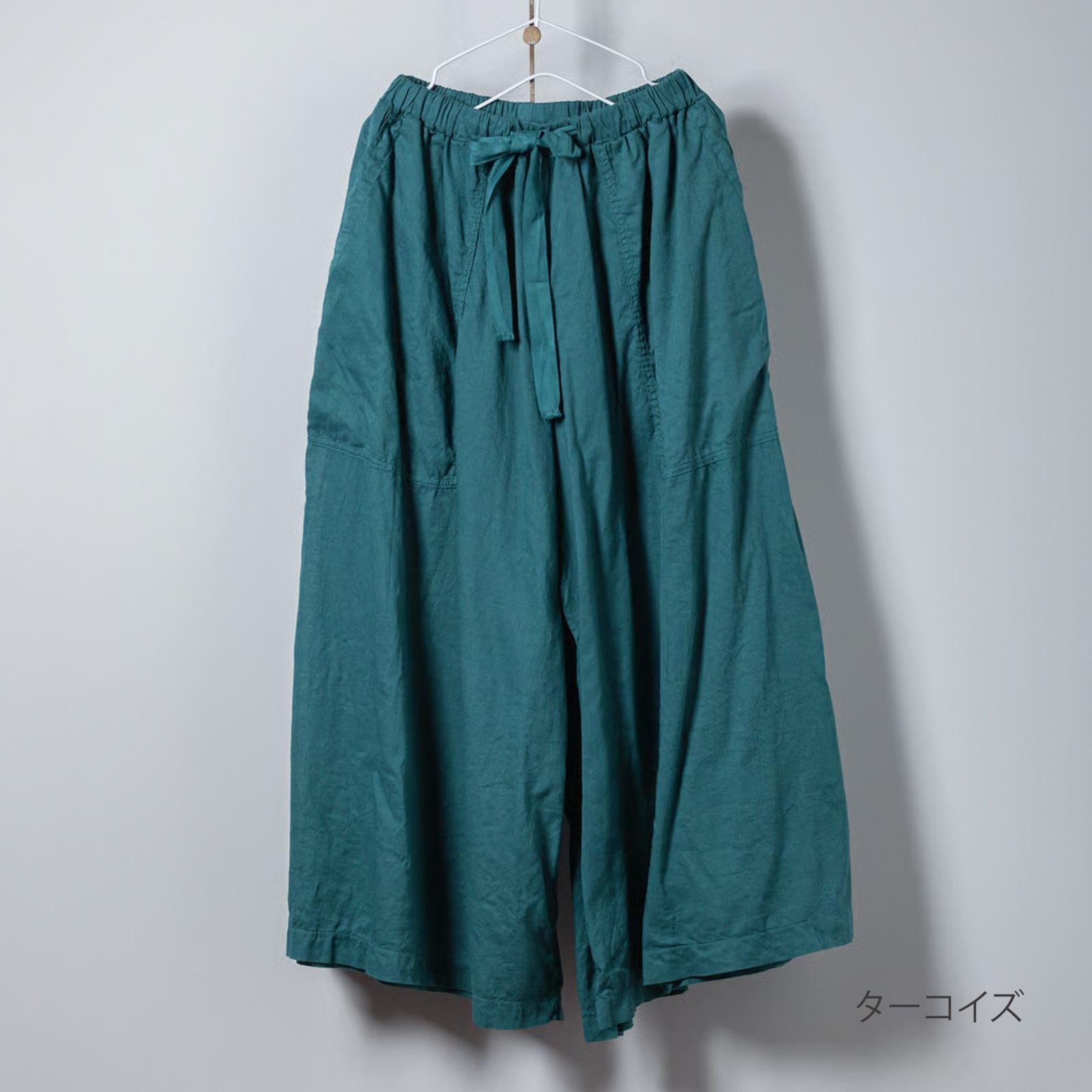 ARTE POVERA _ リネンコットン ギャザリングパンツ _ ターコイズ