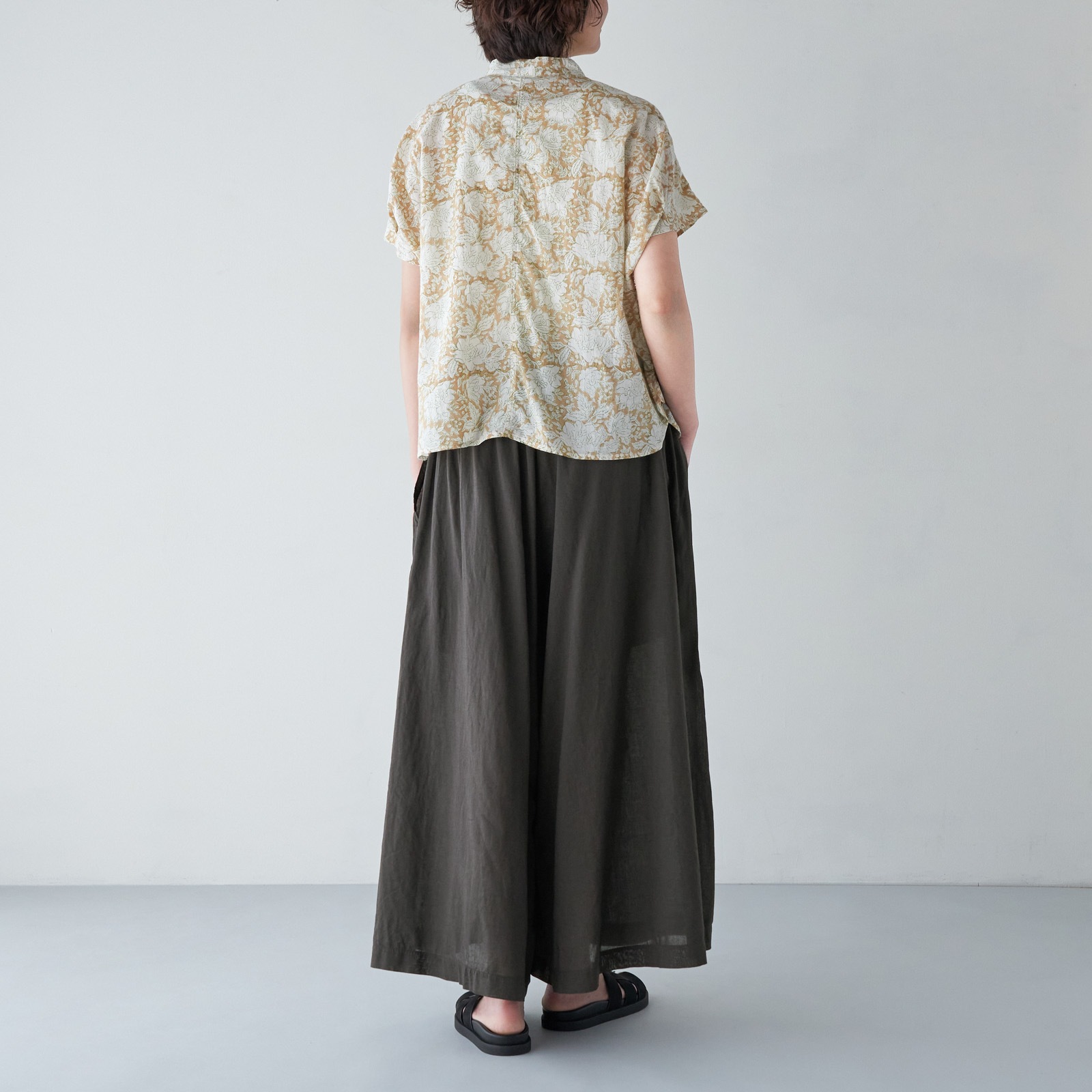 ARTE POVERA _ リネンコットン ギャザリングパンツ _ ターコイズ
