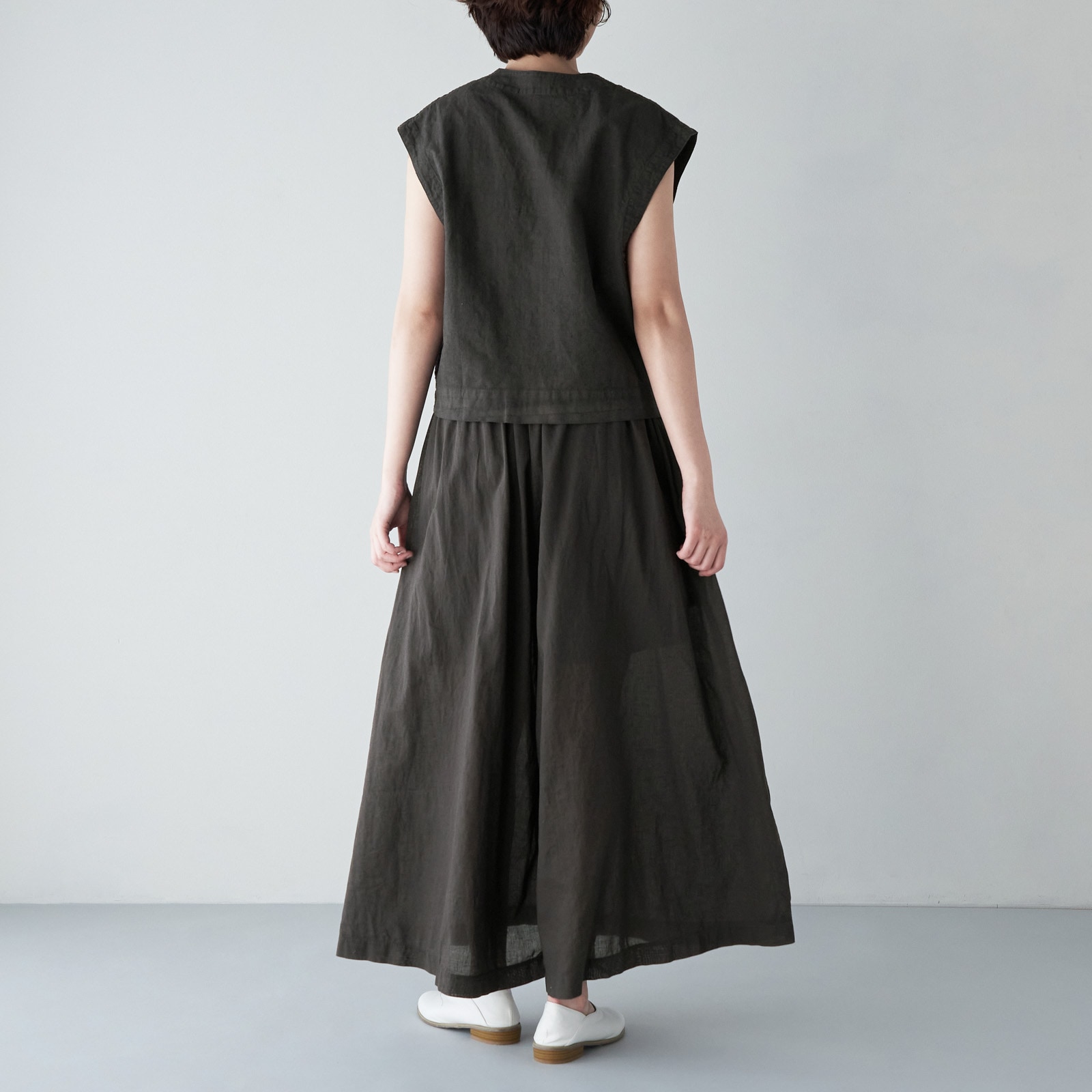 ARTE POVERA _ リネンコットン キャンバス調 _ ショートベスト _ ホワイト