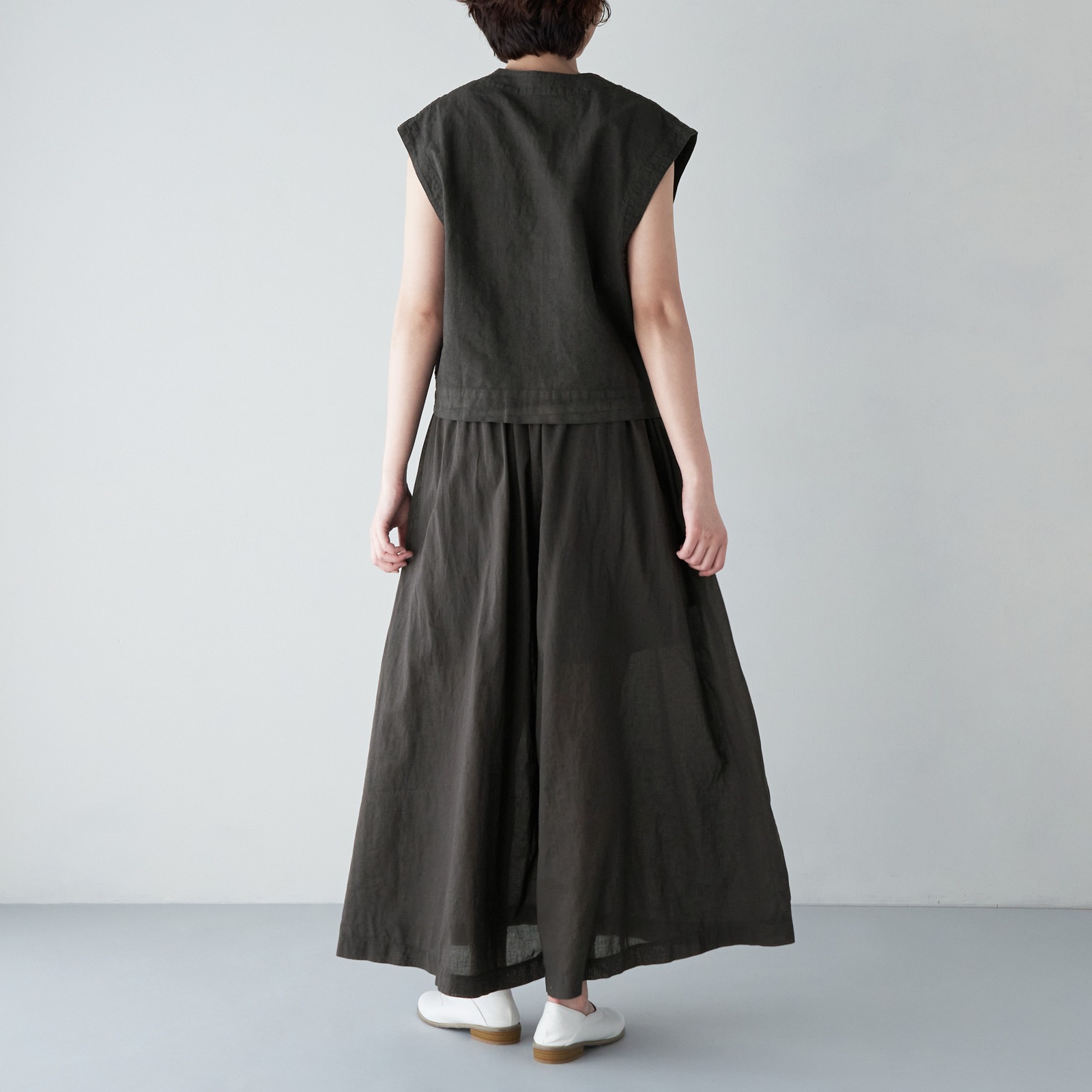 ARTE POVERA _ リネンコットン キャンバス調 _ ショートベスト _ ターコイズ