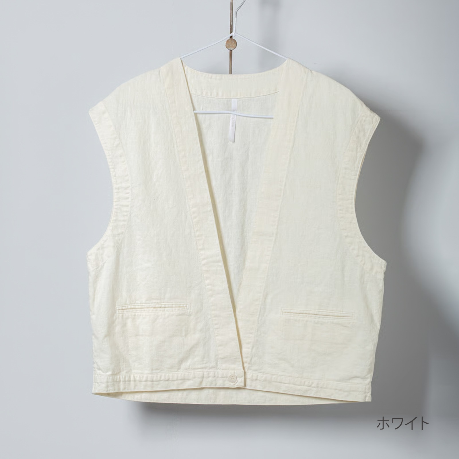 ARTE POVERA _ リネンコットン キャンバス調 _ ショートベスト _ ターコイズ