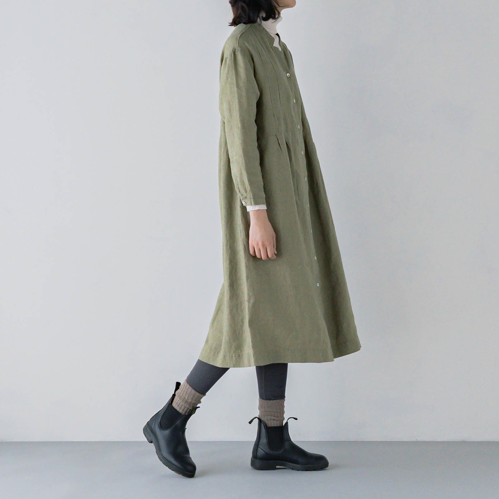 E43-6 総ボタンワンピース _ サックスブルー _ [受注生産]