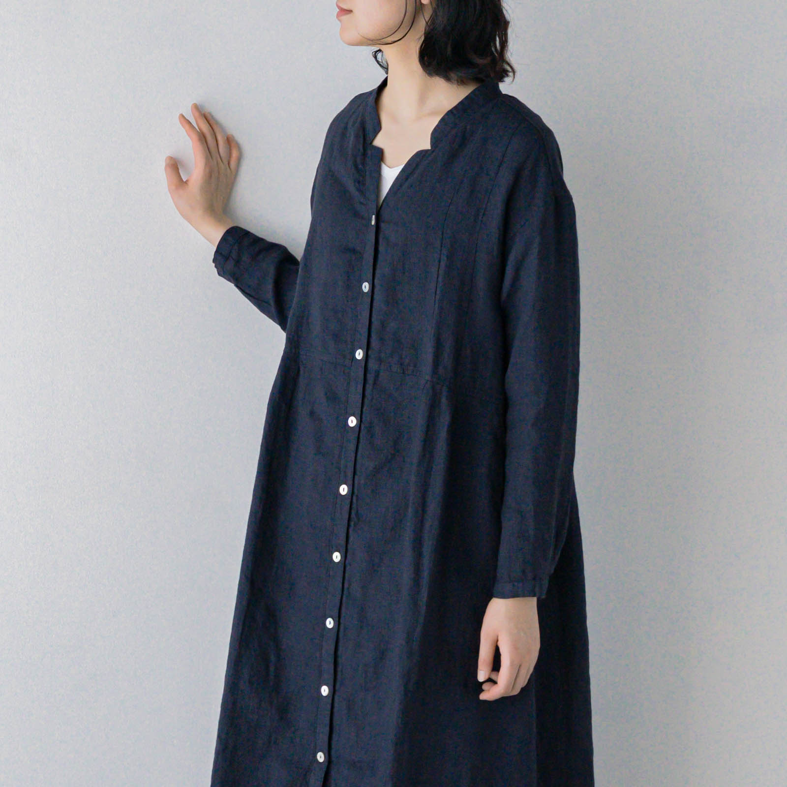 E43-6 総ボタンワンピース _ サックスブルー _ [受注生産]