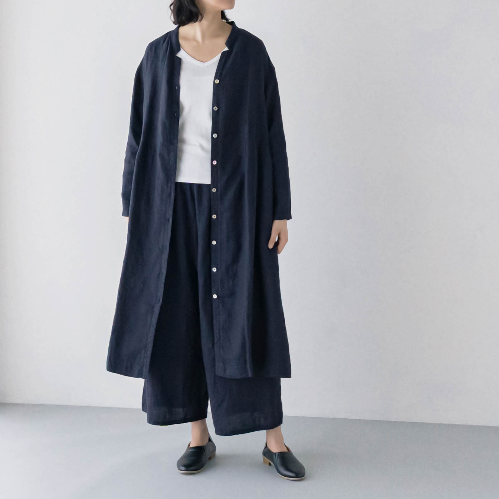 E43-6 総ボタンワンピース _ サックスブルー _ [受注生産]