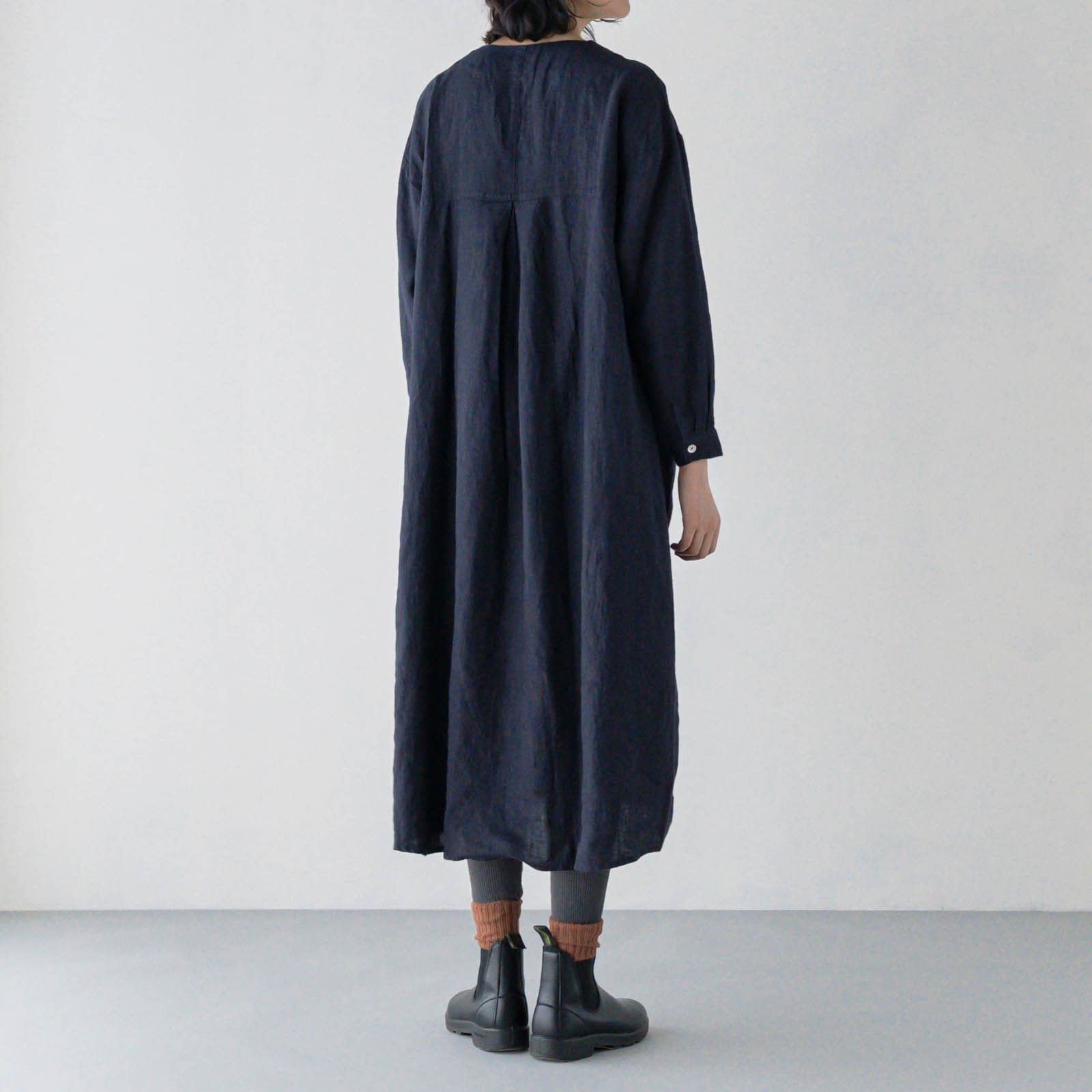 E73-13 Vネックワンピース _ フォググリーン