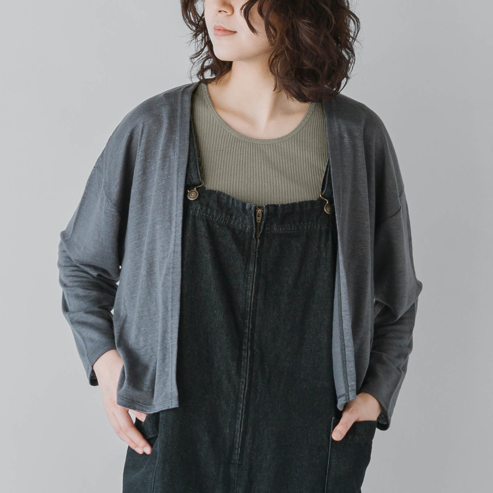 SONORO _ スーピマコットン リブタンクトップ _ アースグリーン