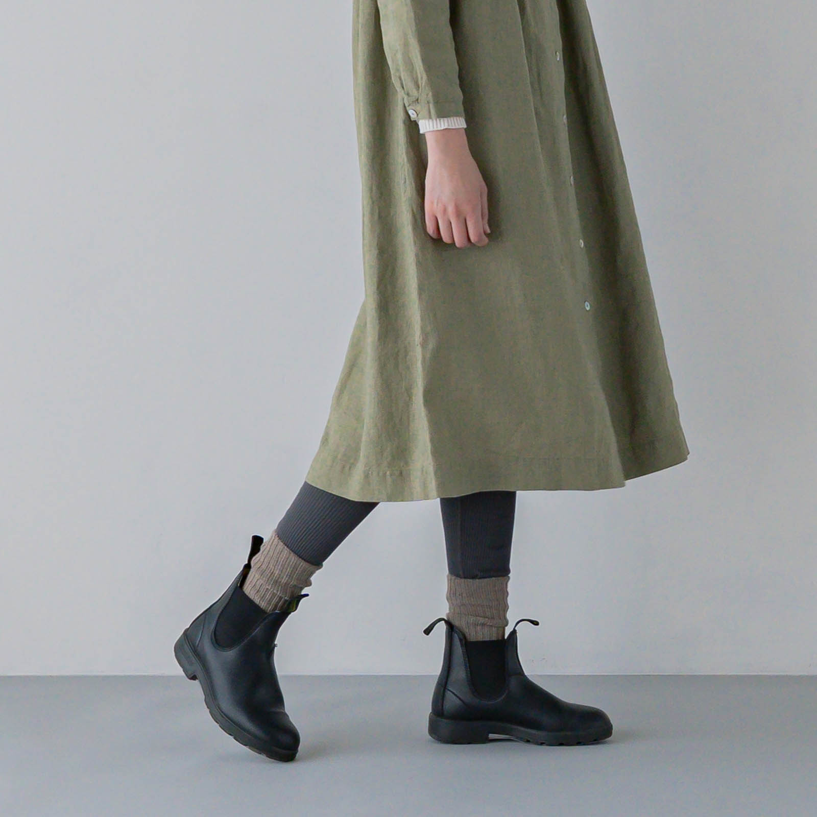 SONORO _ スーピマコットン リブレギンス _ チャコール