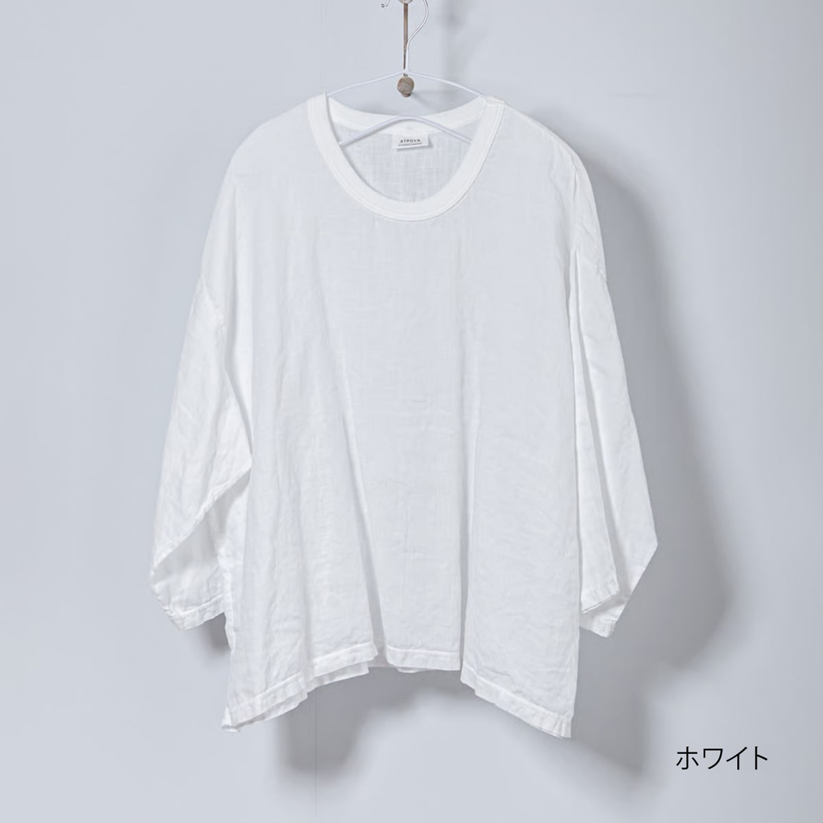 リネン クルーTシャツ _ ブラック