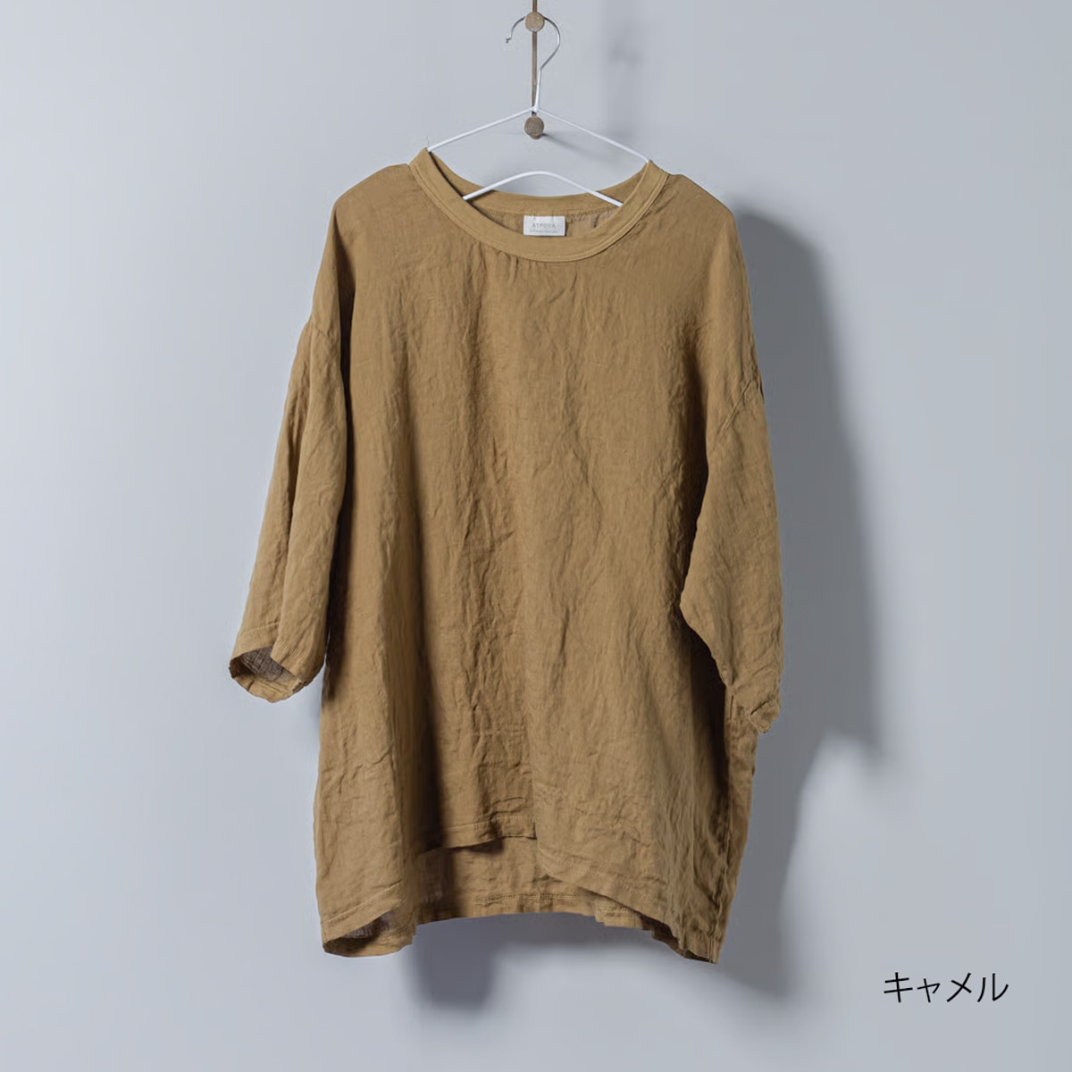 リネン クルーTシャツ _ ブラック
