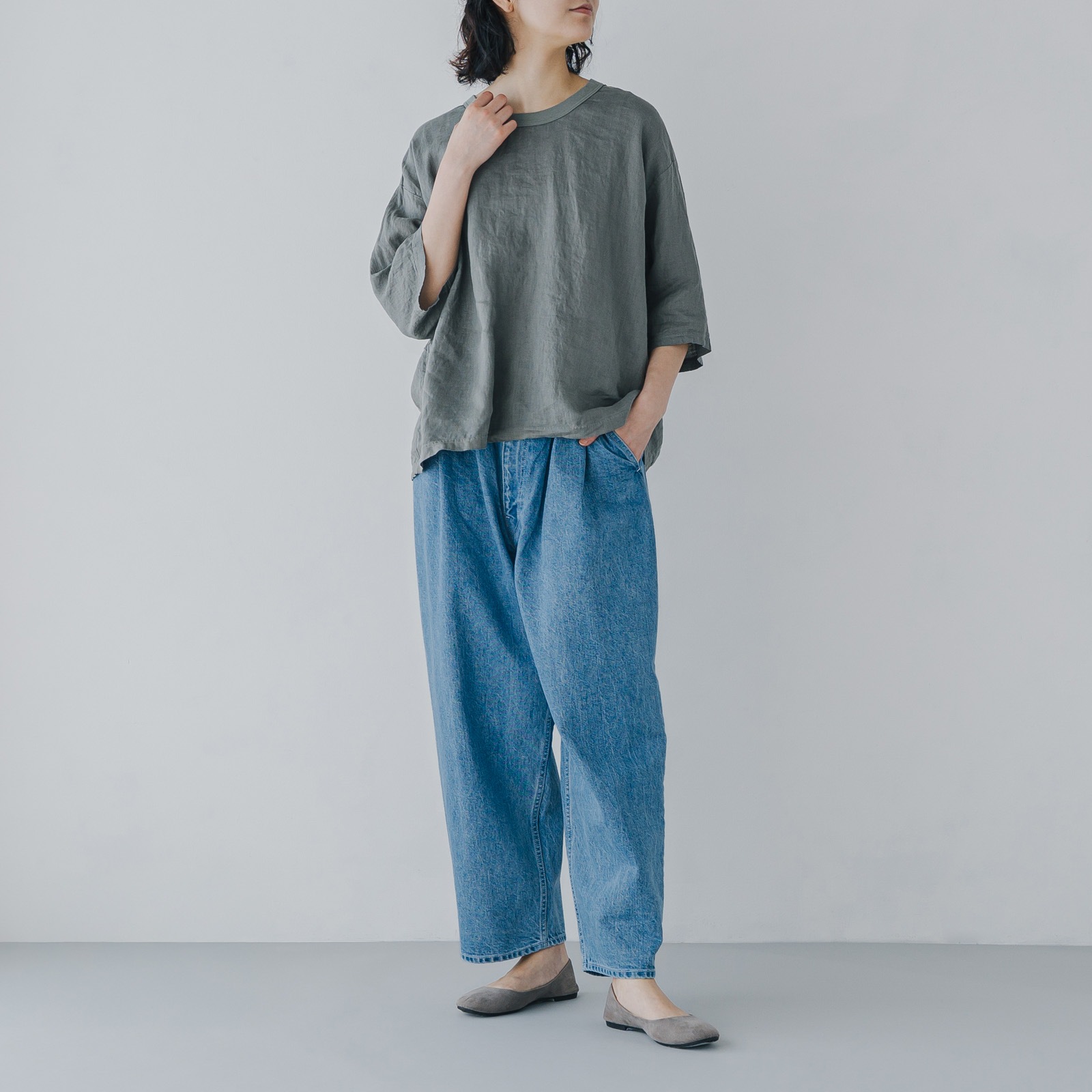 デニム 2タックパンツ _ ライト