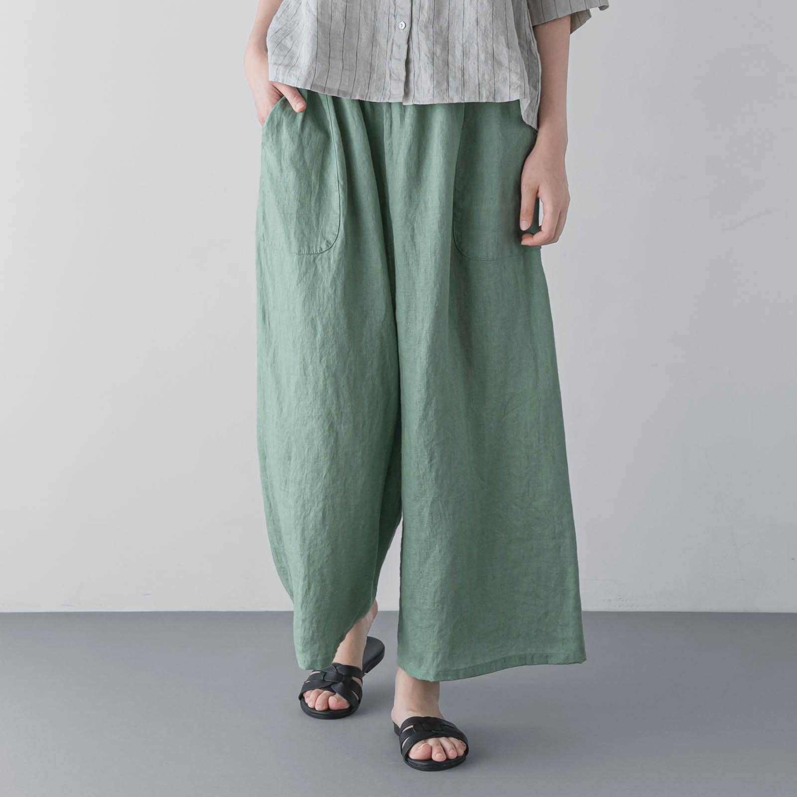 H13 ワイドパンツ _ ジェイドグリーン