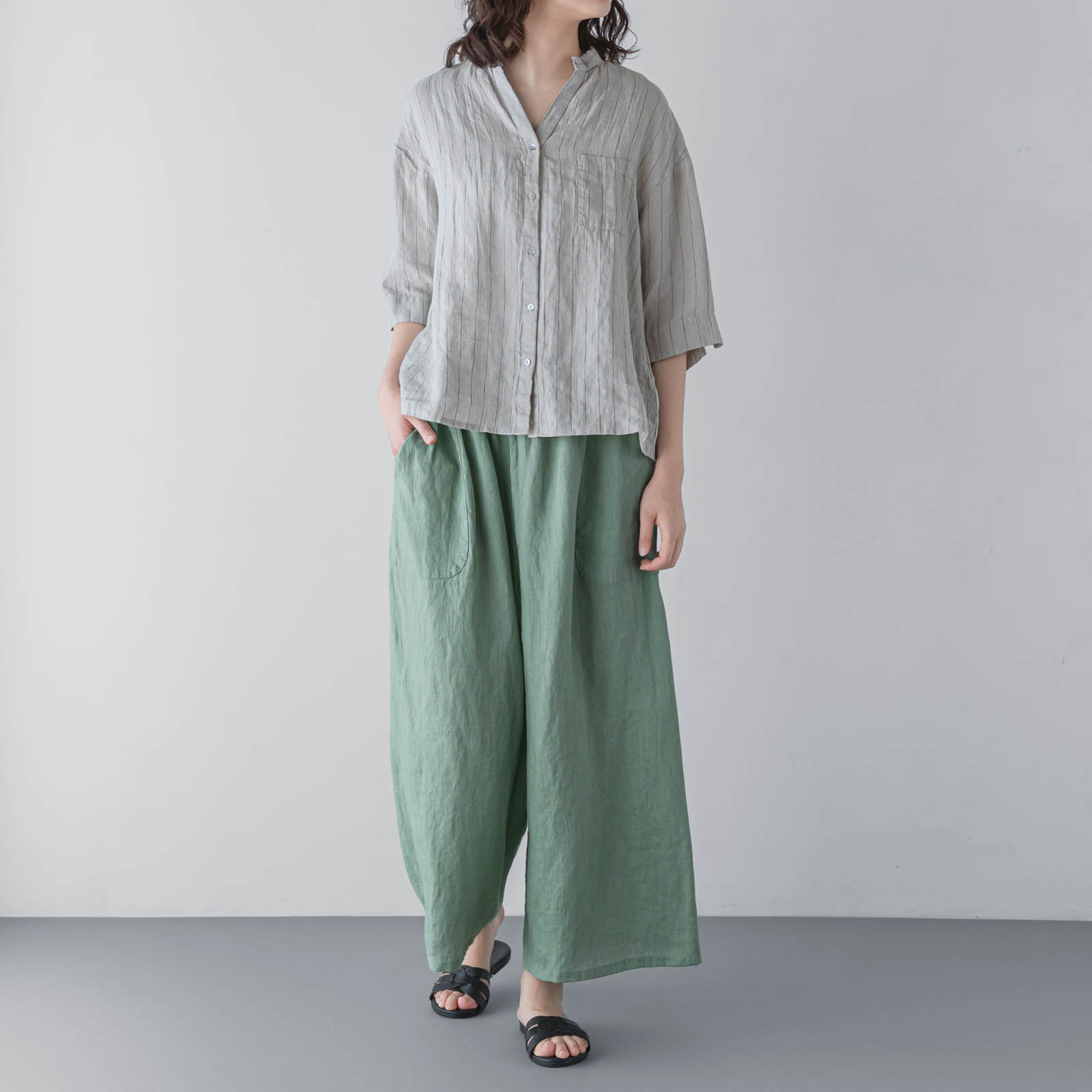 H13 ワイドパンツ _ ジェイドグリーン