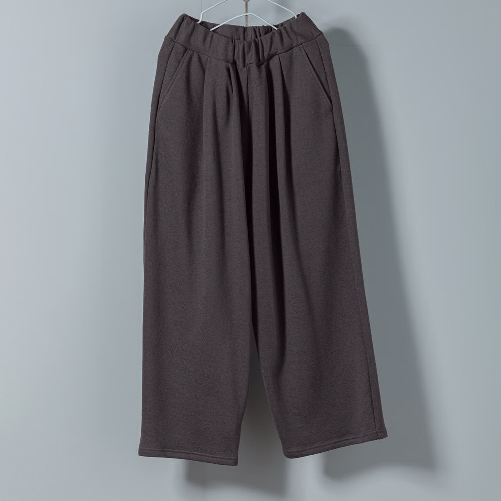 ARTE POVERA _ リネンコットン裏毛 _ 2タックワイドパンツ _ カーキオリーブ