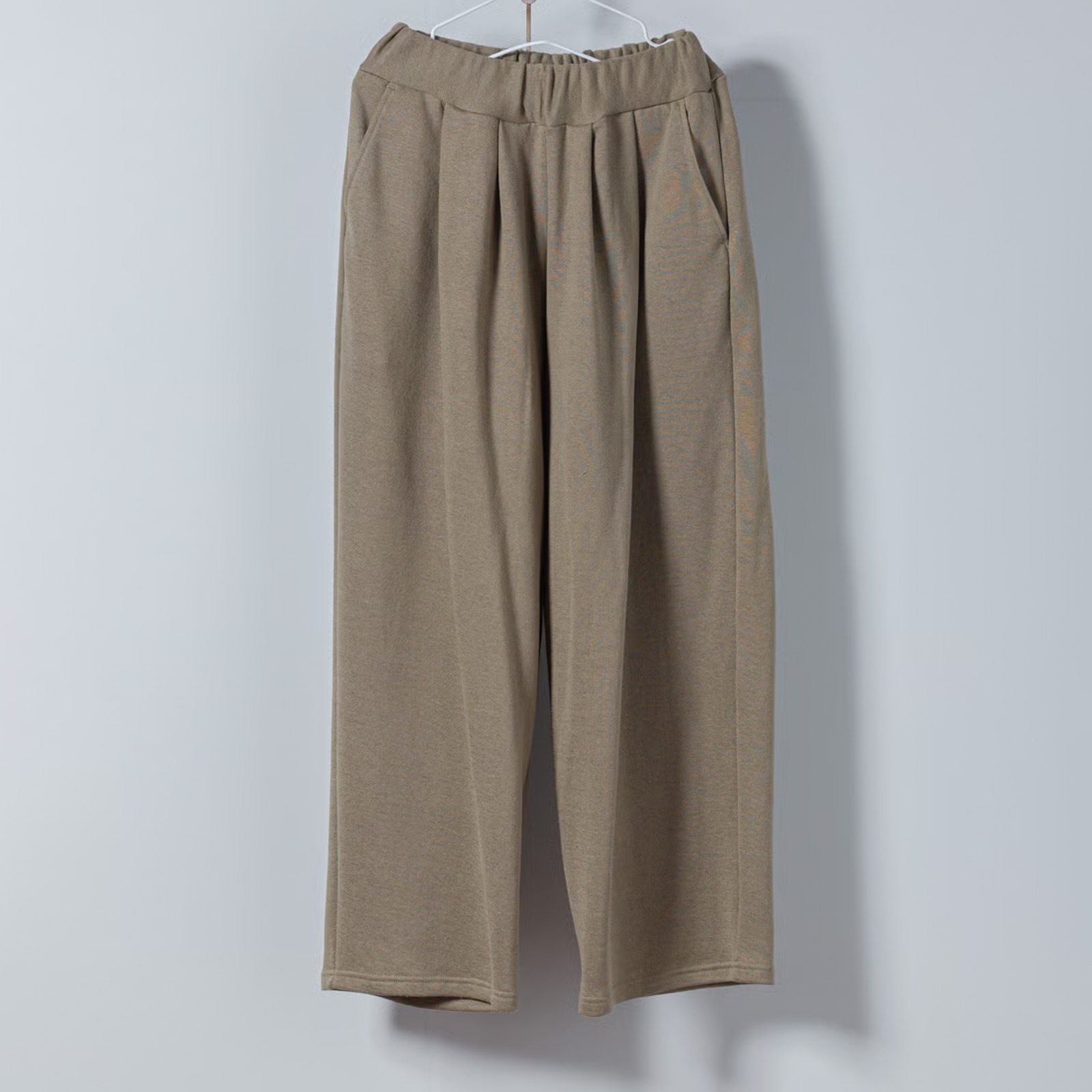 ARTE POVERA _ リネンコットン裏毛 _ 2タックワイドパンツ _ カーキオリーブ