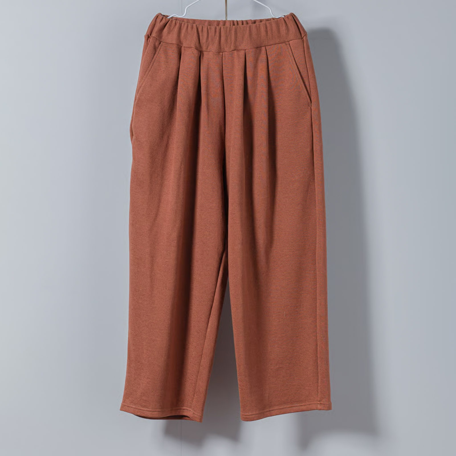 ARTE POVERA _ リネンコットン裏毛 _ 2タックワイドパンツ _ カーキオリーブ