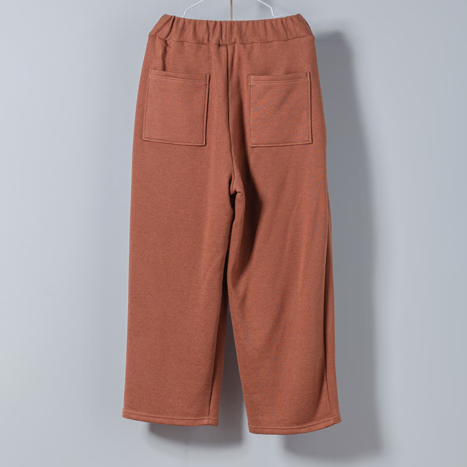 リネンコットン裏毛 _ 2タックワイドパンツ _ レンガ茶