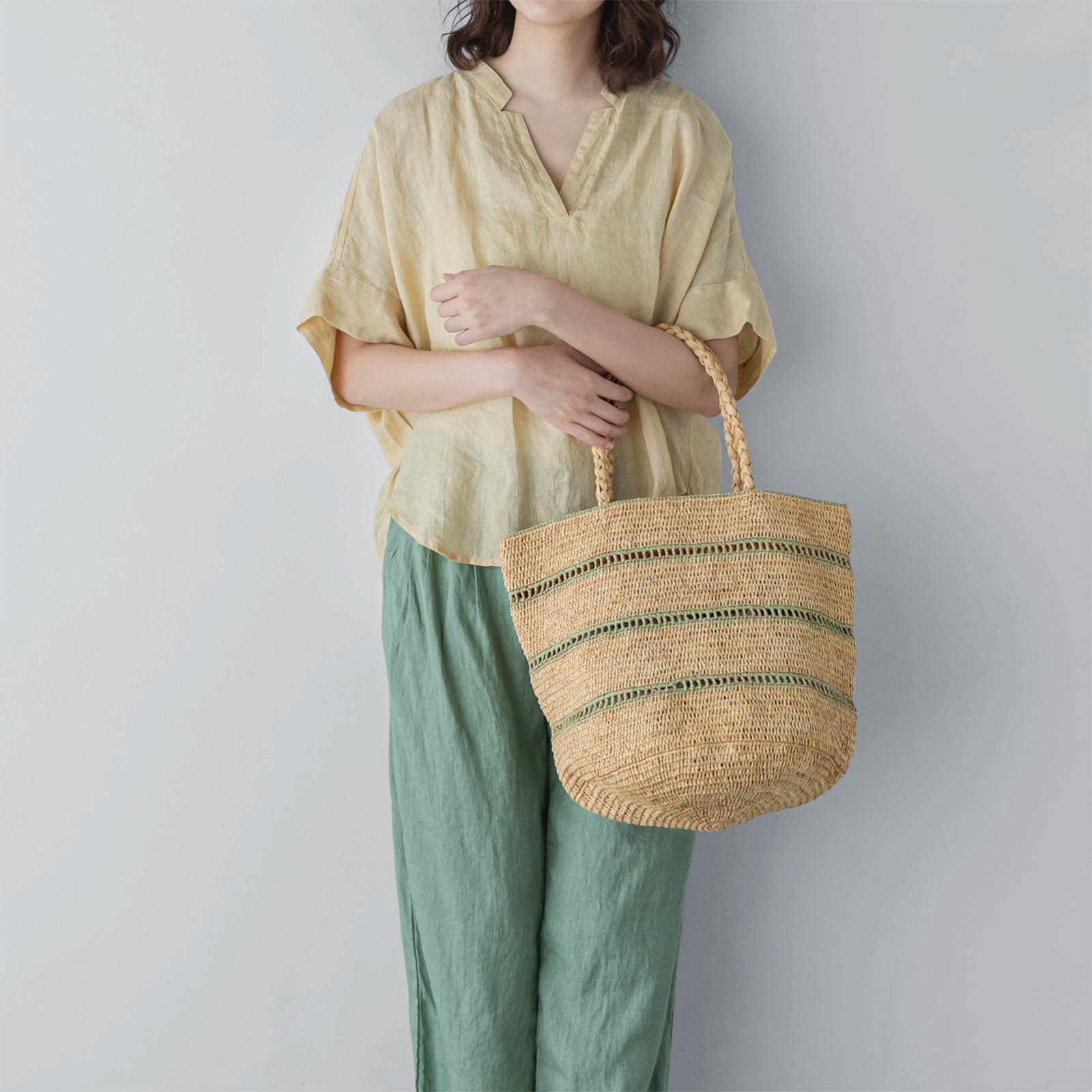 ALICE MM 3 LACE ラフィアバッグ Natural & Khaki